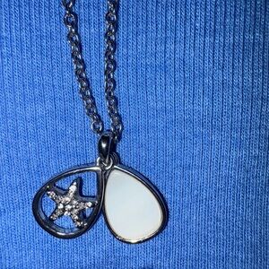 Lia Sophia Silver Necklace with White and Crystal Accents